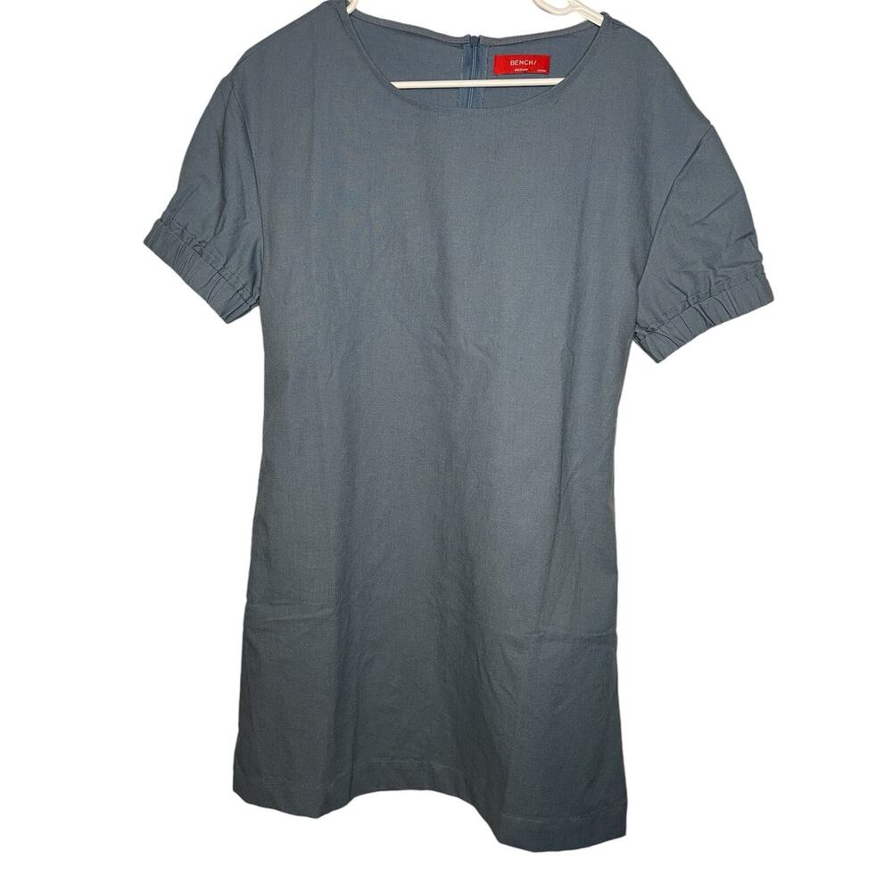 Bench Blue Shift Dress Ruched Sleeves Casual Everyday Size Medium